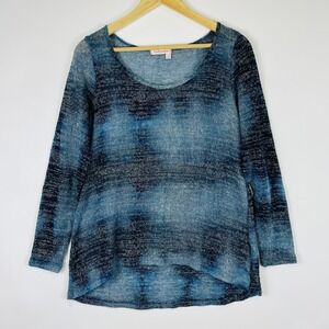 Fresh Produce Womens Large Blue Shades Loose Knit Artsy‎ Casual Pullover Sweater